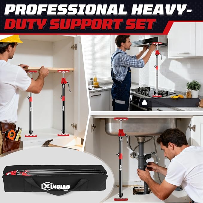 XINQIAO Cabinet Jacks for Installing Cabinets, Heavy Duty Third Hand Tools Adjustable Support Pole from 23.6 IN to 45.3 IN, 4 PCS
