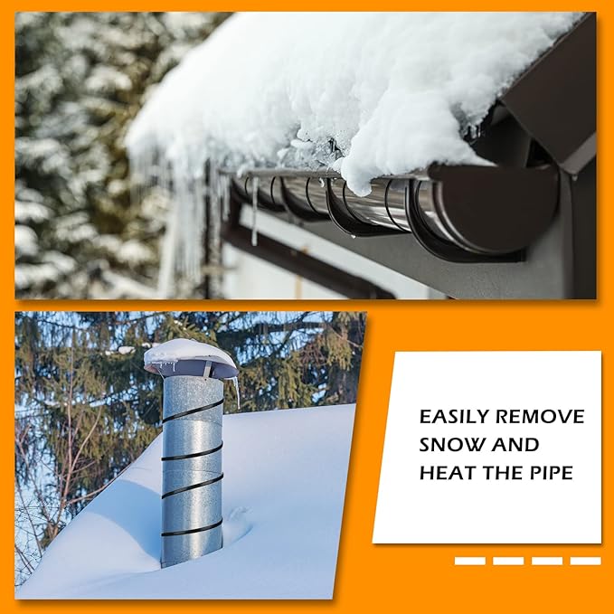 Kingdder 6FT - 48FT Heat Tape for Water Pipes Thermostat Self Regulating Heating Cable with Power Indicator Plug Built-in, Heavy Duty Heating Cable for Pipe Freeze Protection, 120V 8W/ft(1 Pcs,36 Ft)