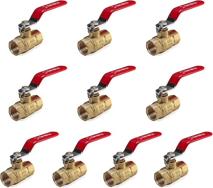 (Pack of 10) EFIELD 3/4-Inch 600 WOG FNPT Heavy Duty Full Port Brass Ball Valve FIP Threaded,(VALVE229-10PCS)