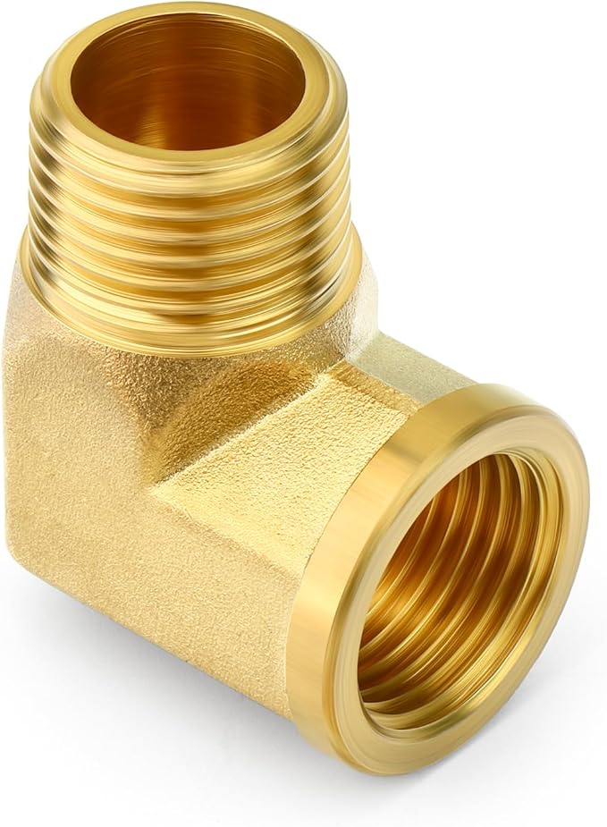 6PCS 1/4" Npt Male to Female 90 Degree Brass Pipe Fittings Barstock Street Elbow, 1/4" Npt Male x 1/4" Npt Female for oils, fuels, gases and liquids
