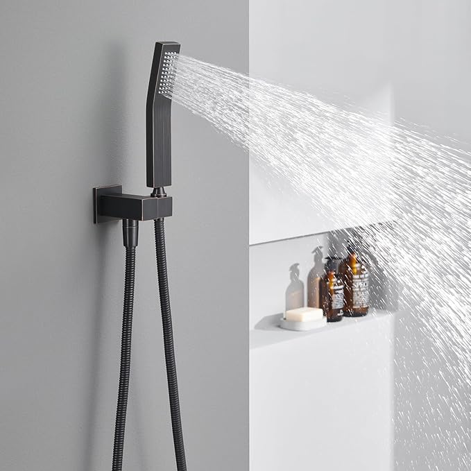Shower System 12 Inches Rain Shower Combo Set Oil Rubbed Bronze Ceiling Mount Shower Faucet Bathroom Faucets with Rainfall Shower Head and Hand Shower