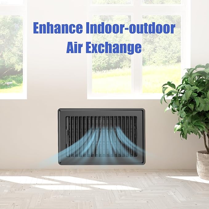Floor Register - Floor Vent Covers 6x10 - Heavy Duty Steel Vent Covers for Home Floor and Wall - Adjustable Air Vents for Bedrooms & Living Rooms - Proof Finish Walkable Floor Vents - Black - 4 Pack