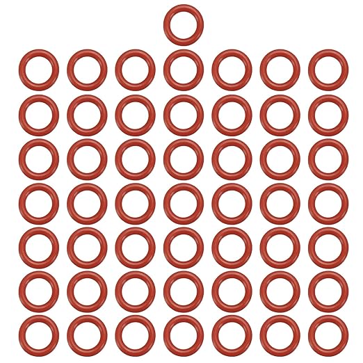 MECCANIXITY Silicone O-Ring 7mm ID 11mm OD 2mm Width Metric VMQ Sealing Gasket Replacement 50A Durometer for Plumbing Compressor Faucets Valves Repair (Red, Pack of 50)