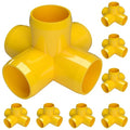FORMUFIT 3/4" 5-Way Cross Furniture Grade PVC Fitting in Yellow, Made in USA, UV-Resistant, Impact-Proof, 1.050” Actual Socket Diameter (Pack of 8) - F0345WC-YE-8