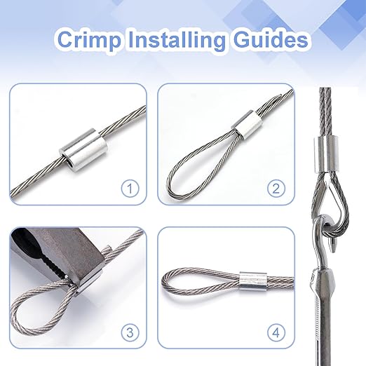 200Pcs 5/64"Cable Crimp Sleeves, Aluminum Wire Rope Crimping Loop Sleeve. Cable Ferrules for Cable and Wire Rope Crimp Double Barrel Crimp Sleeves (M2-5/64")
