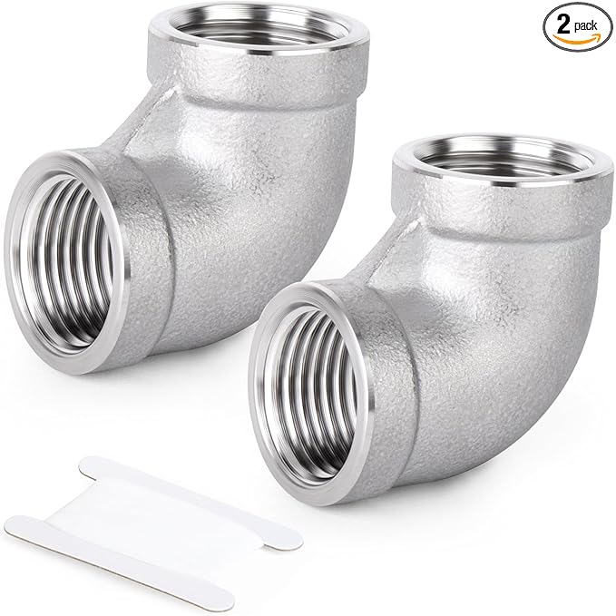 TAISHER 2PCS 304 Stainless Steel 90 Degree elbow,1-1/4" NPT Female Pipe to 1-1/4" NPT Female 304 Stainless Steel Pipe Fitting
