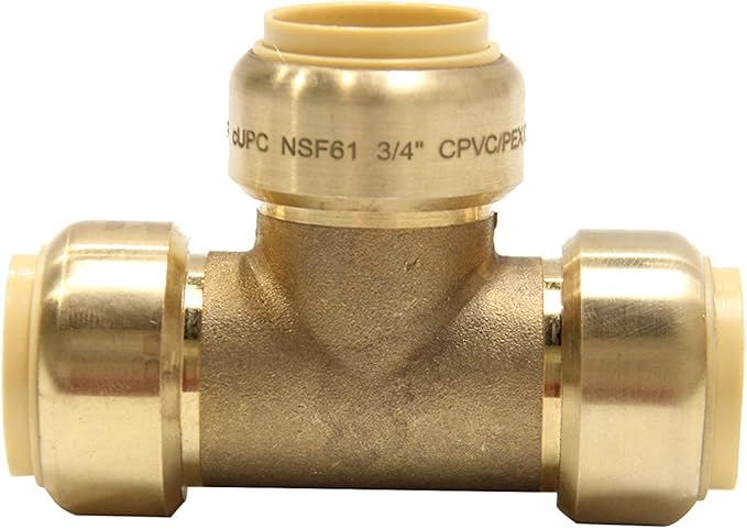 (Pack of 5) EFIELD 3/4 Inch Tee Push-Fit Fitting to Connect Pex, Copper, CPVC with a Disconnect Clip,(PF082)