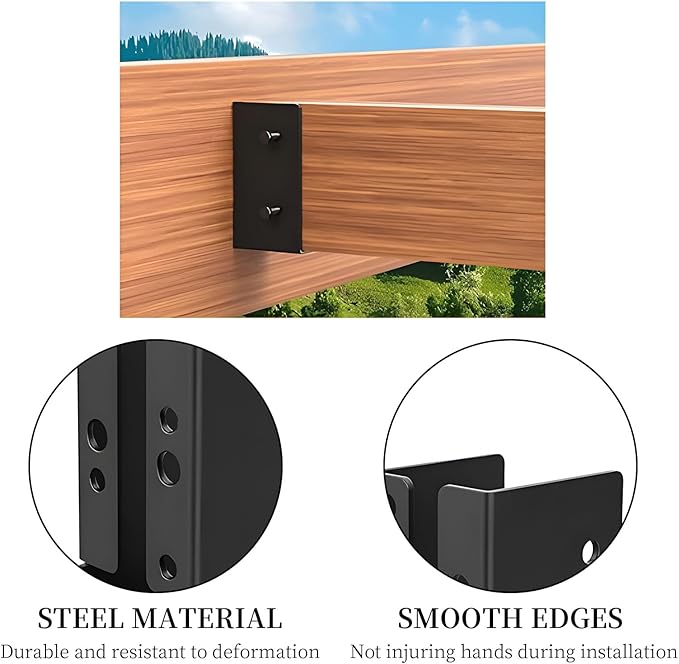 Concealed Joist Hangers, 12 pcs of 2"x4" Outdoor Trim Concealed Flanges with Screws, Q235B Steel Powder Coated Outdoor Mount Joist Hanger for Beam, Swing, Handrail, Fence