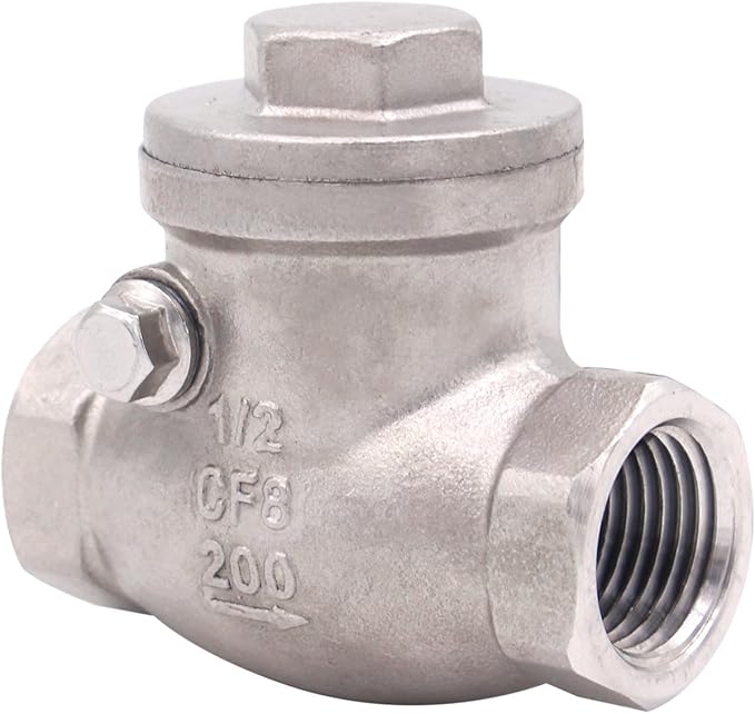 1/2 Inch Swing Check Valve - WOG 200 PSI Stainless Steel SS304 CF8M NPT