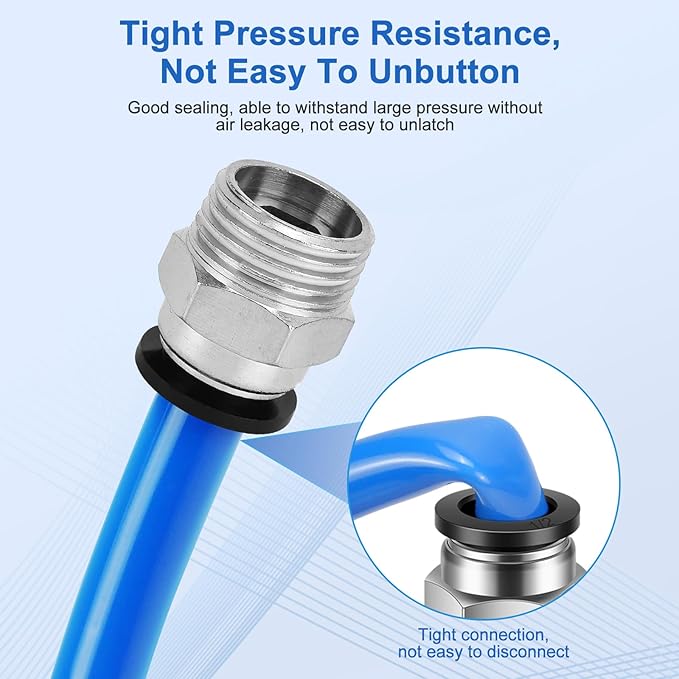 12 Pcs Push to Connect Fittings 1/2 Inch Tube OD x 1/2 Inch NPT Thread Pneumatic Male Straight and Elbow Quick Connect Air line fittings