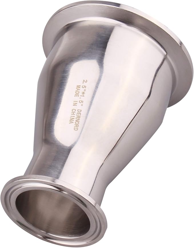 DERNORD Sanitary Fitting Reducer Fitting SUS304 Tri Clamp Ferrule Style 2.5" Tube OD to 1-1/2" Tube OD