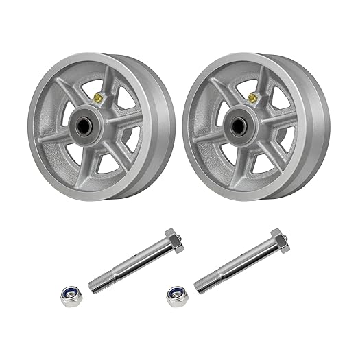6" X 2" Sliding Gate Wheels, （2 Pack）Cast Iron V Groove Wheel with Roller Bearing-1000 lbs Capacity, Rolling Gate Wheels, Sliding Gate Casters, Gate wheels for Metal Tube Gate, Silver
