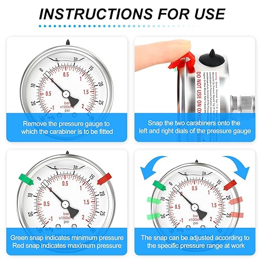 MEANLIN MEASURE -30inHG~30Psi Vacuum Pressure Gauge 316 Stainless Steel Joint 1/4"NPT 2.5"FACE DIAL, Liquid Filled Pressure Gauge WOG Water Oil Air Back Mount with Stainless Steel Hex Bushing, Snaps