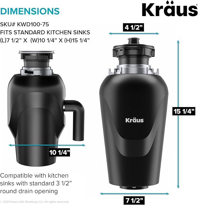 KRAUS Kore™ Workstation 33-inch Undermount 16 Gauge Double Bowl Stainless Steel Kitchen Sink with Accessories (Pack of 8) with WasteGuard™ Continuous Feed Garbage Disposal, KWU112-33-100-75MB