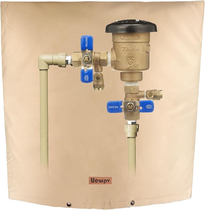 Backflow Preventer Pipe Insulation Cover - Irrigation Sprinkler Valve Insulated Pouch - Water Well Pump Cover - Sturdy 5 Layers for Winter Freeze Protection, 24" W x 24" H, Beige