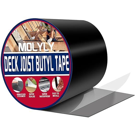Joist Tape for Decking 4 inch, Weatherproof Butyl Sealant Deck Tape Joists, Flashing Tape Waterproof Roof Joist Deck Tape