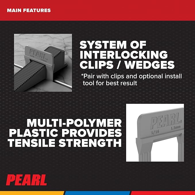 PEARL ABRASIVE CO. Leveling System Box of 500, Gray, 1/16"