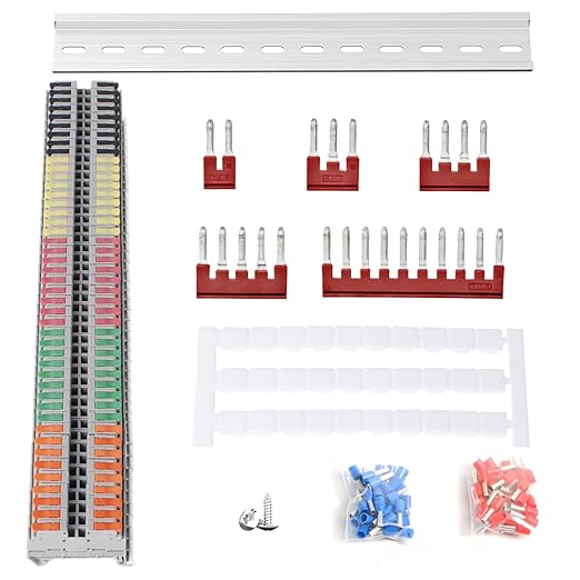 Terminal Block Kit, Rail Type Voltage Terminal, KV2.5B 600V 32A 28-12 AWG Compact Lever Wire Connectors, 12.6” DIN Rail Included, Quick Wiring Connection, DIN Rail Terminal Blocks Kit, Rail Combined