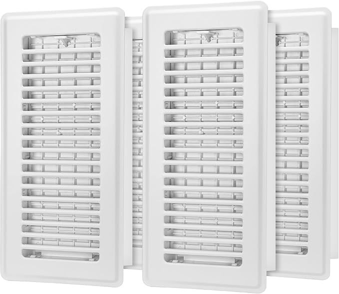 Floor Register 4x10, 4 Pack Floor Vent Covers for Home Floor Heavy Duty Steel Panel Walkable Floor Grates Adjustable Air Vent Covers 4" x 10" Floor Vent, White
