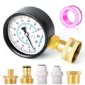 MEANLIN MEASURE 0~100Psi 3/4" Female Water Pressure kit Plus 5 adapters, 2.5" FACE DIAL Multi-Purpose Pressure Gauge kit, Hydraulic Tester,Suitable for Gardens, Water Pipes, etc