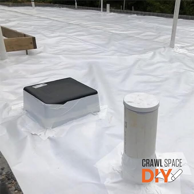 Whitecap - Woven Crawl Space Vapor Barrier - 12 Mil (4' x 200'), Thick Woven sheeting, Drop Cloth Moisture Barrier Covering for Crawl Space Encapsulation, Heavy Duty Polyethylene, White