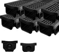 B Class Driveway Channel Drain with HDPE Grate-19.7Lx5.5Wx3.9H in. Shallow Profile Trench Drain System,6 Pack Total Length 118.2in,Heavy Duty Trench Drain for Garage,Parking Lot,Concrete