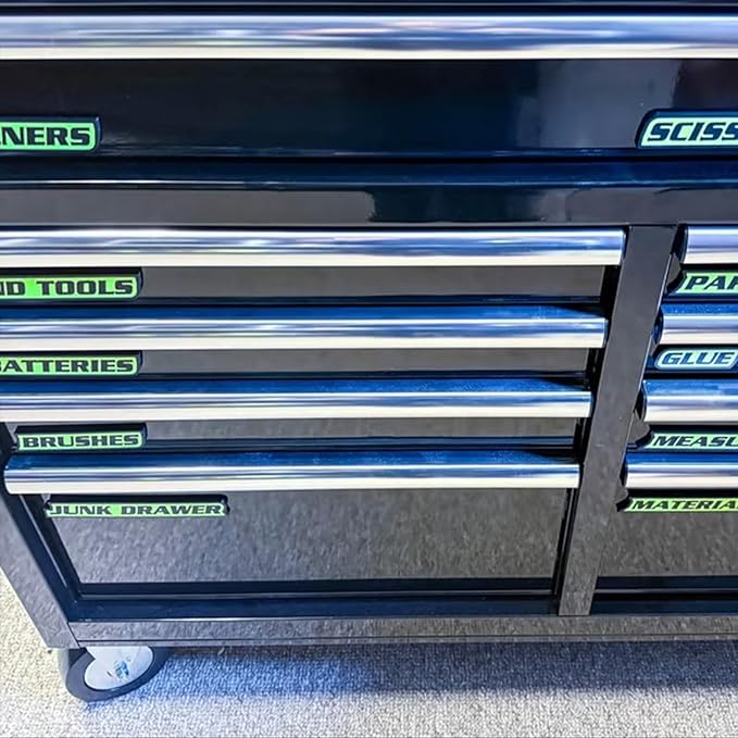 12 Pack of Magnetic Tool box Labels, 3D Printed Tool Box Labels magnet, General Tool Box Organize Accessories for Steel Toolboxes, Carts, Drawers, and Cabinets, Easy to Stick and Remove (silver)