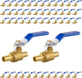 50-Pack Foskan 1/2 Inch PEX Crimp Full Port Ball Valve with Blue Handle, Brass Quarter Turn Shut-off Valve for PEX Tubing