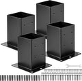 VEVOR 6x6 Post Base 4 Pcs, Inner Size 5.6x5.6 inch / 142x142 mm Post Brackets, Heavy Duty Carbon Steel Decking Posts, Wood Posts Brackets for Pavilion Deck Railing Support Deck Base Plate, Black