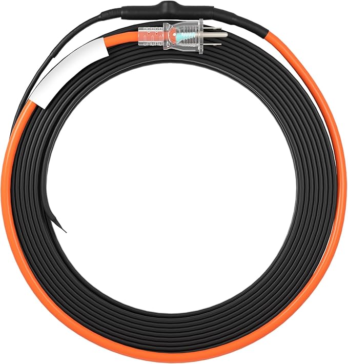 VEVOR Self-Regulating Pipe Heating Cable, 40FT 5W/FT Heat Tape for Pipes Freeze Protection, Water Pipe Heat Cable with Built-in Thermostat Protects PVC Hose, Metal and Plastic Pipe from Freezing