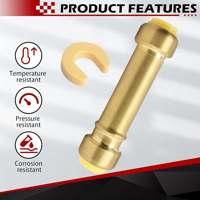 3/4 Inch Push-to-Connect Brass Slip Coupling,U3016LFA Plumbing Fitting for PEX, Copper, CPVC, PE-RT, HDPE Pipe