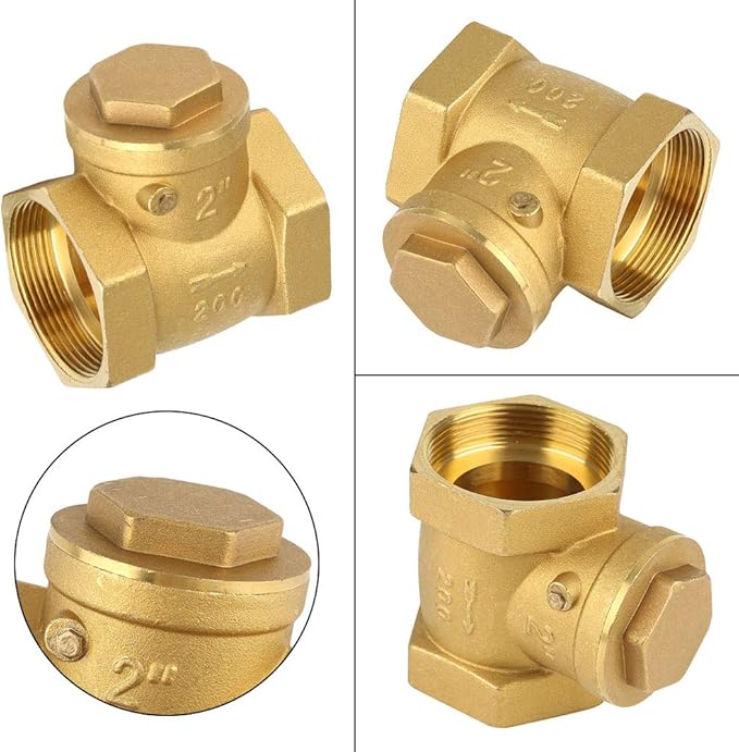 CHICIRIS Swing Check Valve Brass DN50 NOn Return Valve 232PSI, Reliable One Way for Home Plumbing System