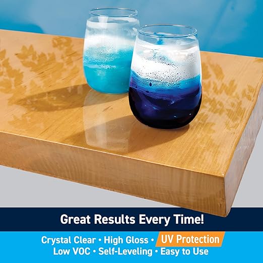 TotalBoat Table Top Epoxy Resin Kit - 2 Gallon Crystal Clear Epoxy with High Gloss & UV-Resistance - Easy 1:1 Ratio for Bar and Table Coating, Woodworking, and Resin Art Casting