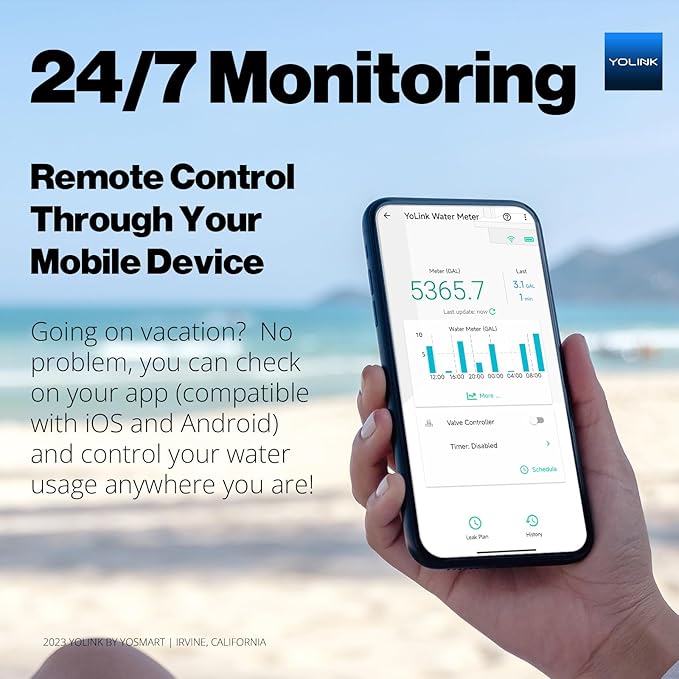 YoLink FlowSmart NSF Water Meter, Smart Water Usage Monitor and Water Leak Detection: 1.5 Inch Advanced Smart Home Water Meter, Hub Included