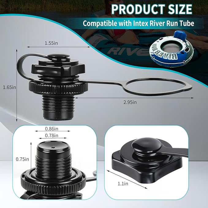 2PCS Replacement Plug Compatible with Intex River Run Tube, Inflatable Boat Air Valve, Durable Boston Valve Cap, One-Way Inflation Replacement Screw, for Inflatable Raft Boat Kayak