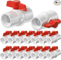 16PCS 3/4" PVC Ball Valve Threaded, Shut Off Valves Socket with Red T-Handle, SCH40 Slip Water Pipe Valve for Water Project, Swimming Pool, Sewage Pump, Outdoor Plumbing & Irrigation System