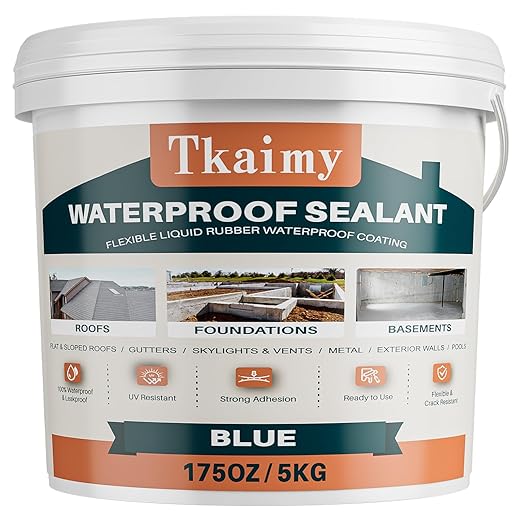 Waterproof Sealant 175 oz, Blue, Stop Leaks, Polyurethane Waterproof Coating for Gutters, RV, Campers, Roof Repair, Skylights, Pools, and More, Indoor & Outdoor Water Proof Sealant Coating