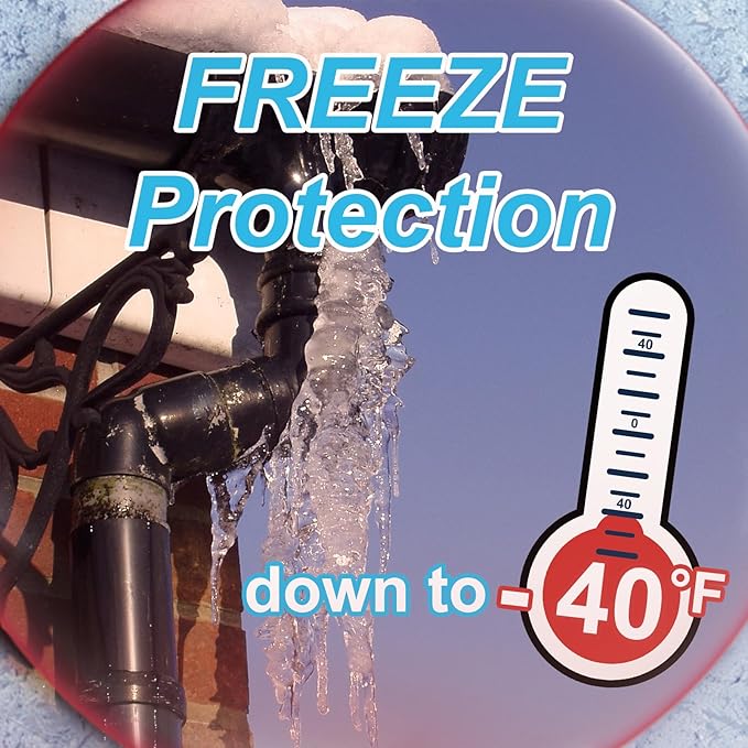 Cupohus Heat Tape for Water Pipes with Digital Display Thermostat 3FT, Freeze Protection Self-Regulating Heat Trace Cable for Metal, Plastic Home Pipes, Roof and RV, 110-120V