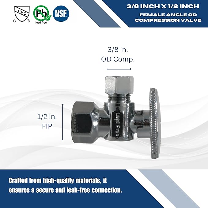 XFITTING 1/2 Inch Female NPT x 3/8 Inch OD Compression Angle Ball Valve, 30-1-5=2XX, 2 Pieces