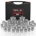 72PCS JIC Cap and Plug Set, 37 Degree Flare Thread Cap & Plug Assortment Set, Capping Off Hydraulic Lines, Carbon Steel, Size 4 6 8 10 12 16