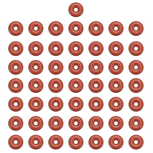 MECCANIXITY Silicone O-Ring 1mm ID 5mm OD 2mm Width Metric VMQ Sealing Gasket Replacement 50A Durometer for Plumbing Compressor Faucets Valves Repair (Red, Pack of 50)