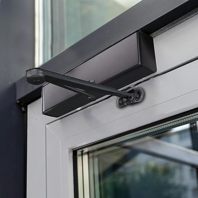 SOPHIA Commercial Door Closer Heavy Duty, Automatic Door Closer, ADA Compliant & UL Listed, Door Hydraulic Closer, Delayed Action, Adjustable Spring Size 1-6 for Heavy Traffic, Grade 1, Matte Black