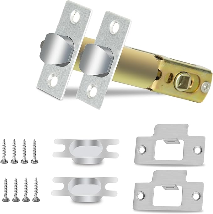 Entry Door Lock Latch Deadlatch Bolt deadbolt Latch Adjustable 2-3/8" or 2-3/4" Size 60/70mm Fit 45° Rotating Angle Door Lock and Lever Door (2, 45D)