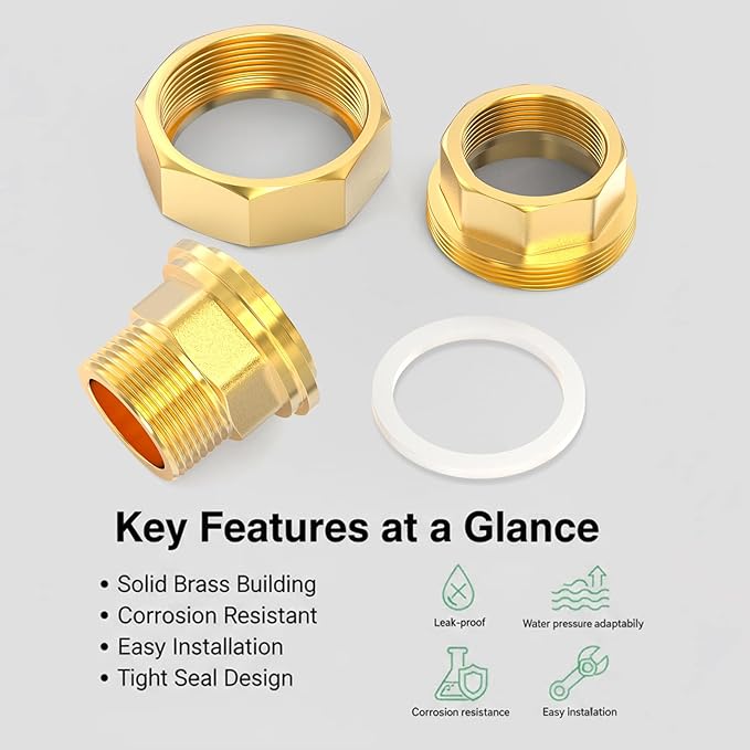 TAISHER 1PCS Brass Union，3/4" NPT Male x 3/4" NPT Female Brass Pipe Fitting