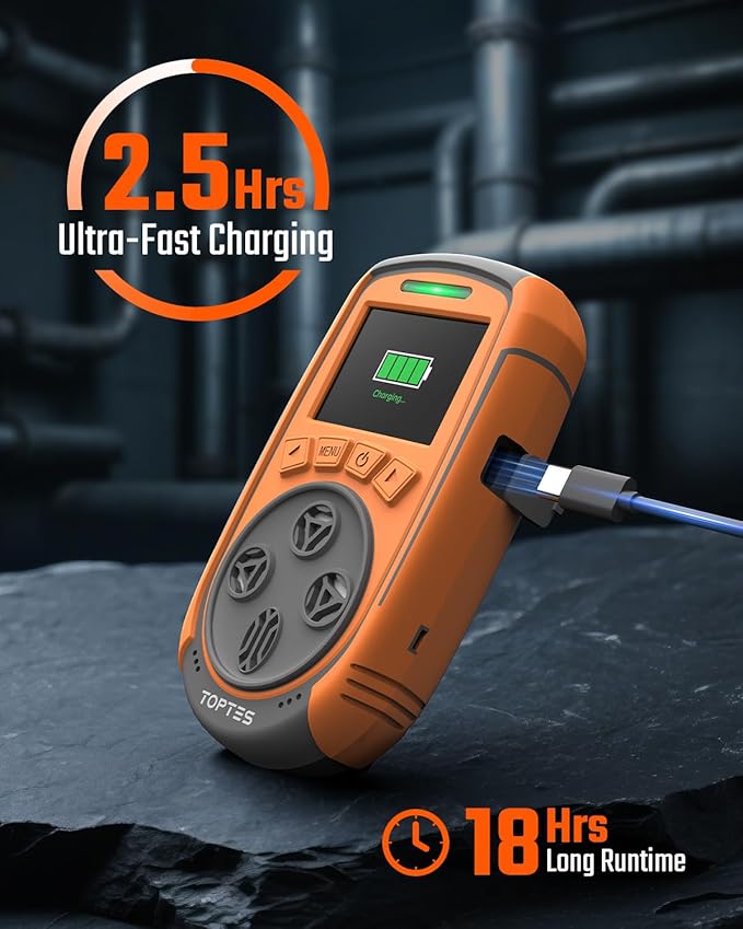 TopTes Guard-863Pro 4 Gas Monitor Multi Gas Detector for H₂S, CO, LEL, and O₂, with TFT Color Screen, Upgraded O₂ Sensor (5-Year Lifespan), USB Data Export, 18h Battery Life, Reliable for Work & Home