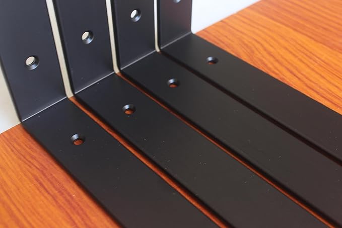 16 Pack - L 14" x H 8" x W1.5, 5mm Thick Black L Shelf Bracket, Iron Shelf Brackets, Metal Shelf Brackets, Floating Shelf, Shelf Supports with Screws