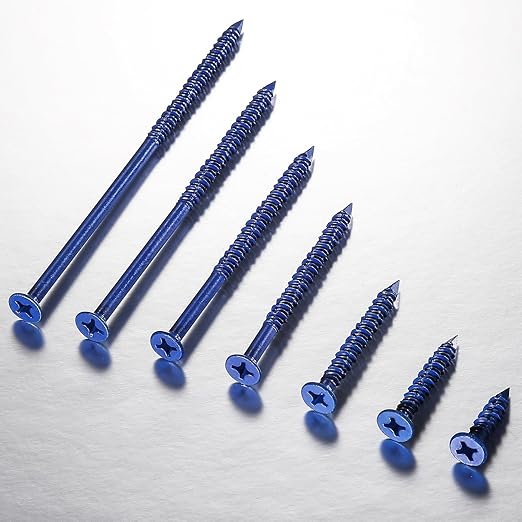 (30pcs) 3/16''x1-3/4 Concrete Screw Anchor Blue Flat Head for Anchoring to Masonry, Block or Brick Stucco