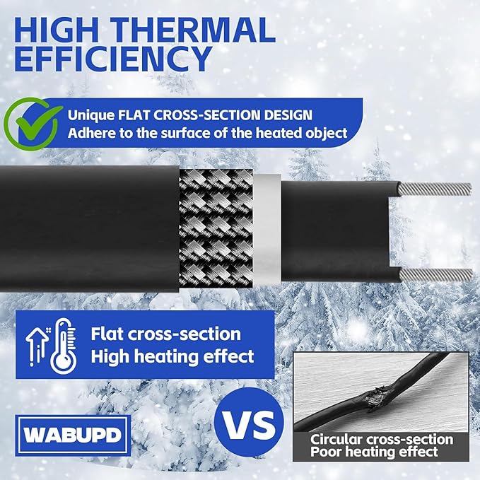 3FT-200FT Heat Tape for Water Pipes, -40°F Deicing Pipe Heat Cable,Electric Heating Cable Pipe,Frezze Protection for Heat Trace Cable for Metal, Plastic Home Pipes,Gutter,120V 5W/ft（80FT）