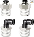 TAILONZ PNEUMATIC Elbow and Straight Combination 1/4 Inch Tube OD x 1/2 Inch NPT Thread Push to Connect Fittings PC-1/4-N4+PL-1/4-N4(Pack of 4)