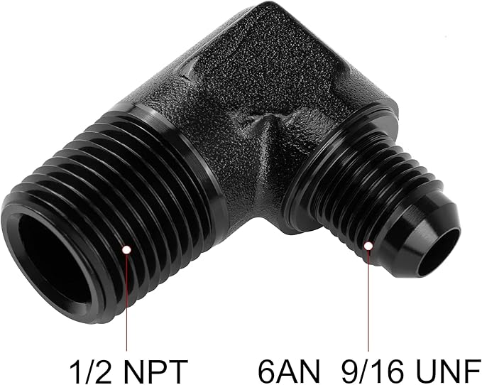 EVIL ENERGY 6AN to 1/2" NPT Male 90 Degree Fitting Adapter Aluminum 2PCS
